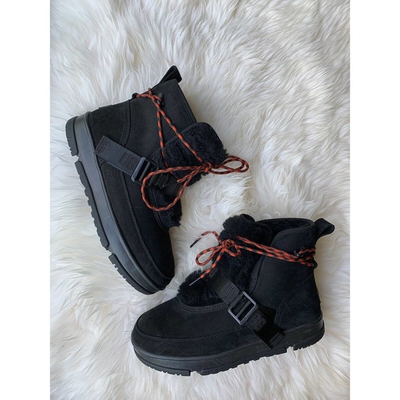 UGG Women's Classic Weather Hiker Black Shearling Boots 10 EU 41 - Picture 8 of 12